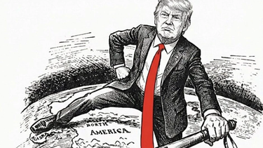 el secretario de guerra de eeuu difundio un dibujo de trump pisando un mapa de america