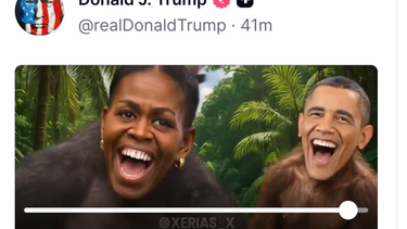 donald trump publico un video en el que barack y michelle obama aparecen como monos