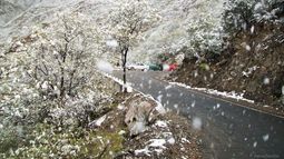 Por la nieve, una familia quedó varada en la Cuesta El Portezuelo