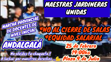 las docentes de nivel inicial de andalgala se suman a la marcha provincial