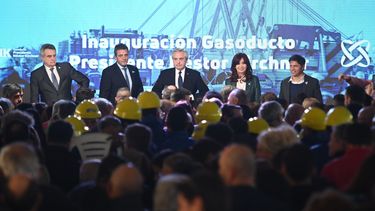 Juntos. Los principales referentes de Unión por la Patria en el acto de Salliqueló, buenos Aires.