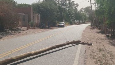 Por el viento zonda, cayeron postes y columnas eléctricas en Tinogasta
