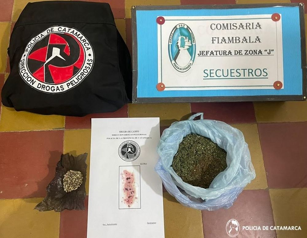 Detienen a tres sospechosos y secuestran marihuana en un operativo en Fiambalá