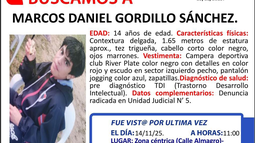 Buscan a un adolescente de 14 años desaparecido en Capital Buscan a un adolescente de 14 años desaparecido en Capital