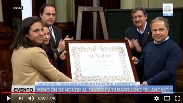 entregaron distincion de honor a el ancasti en el senado de la nacion
