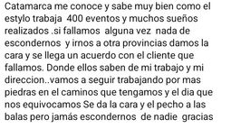 Posteo. Del organizador de eventos Cortéz en la red social Facebook. Posteo. Del organizador de eventos Cortéz en la red social Facebook.