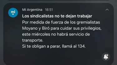el gobierno utilizo la app mi argentina contra el paro de transporte