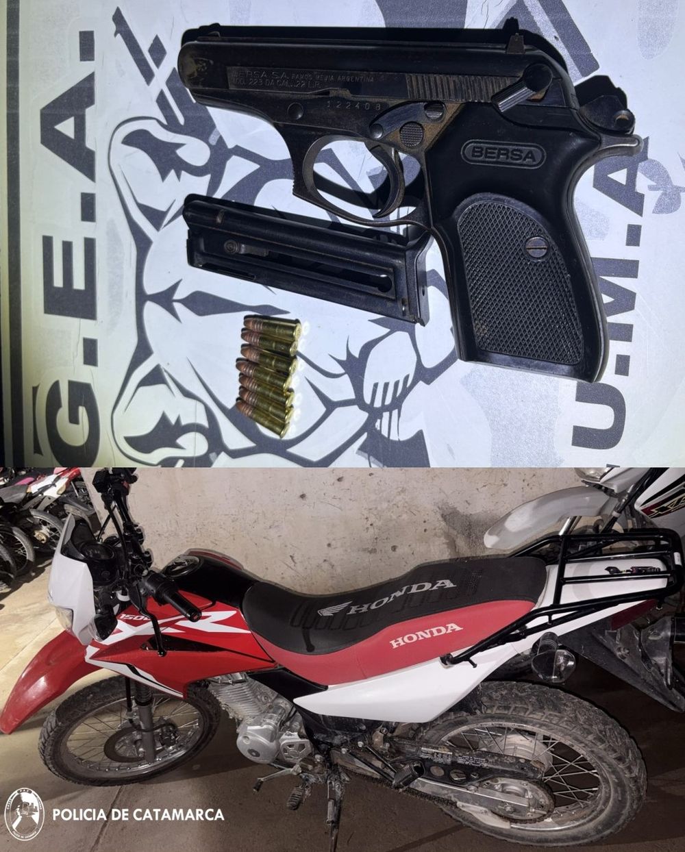 Secuestro arma de fuego y moto Recreo