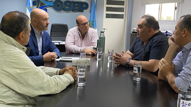 Reunión. Con el ministro Zampieri y el nuevo director de OSEP Leopoldo Marchetti.&nbsp;