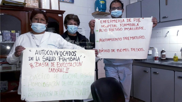 Protesta de enfermeros en Fiambalá. Foto: elabaucandigital.com