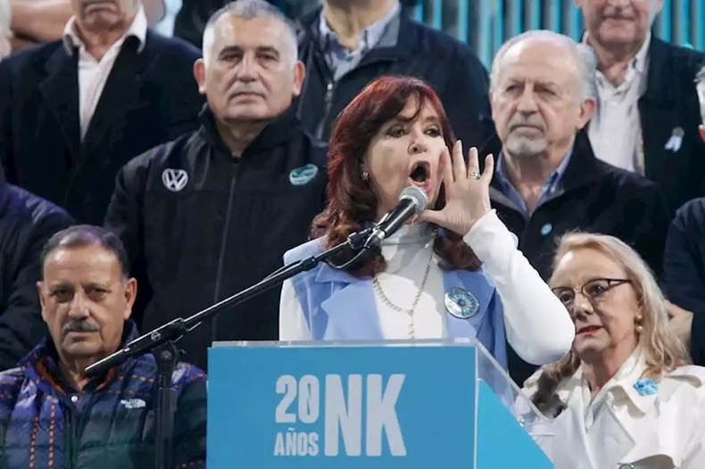 Cristina Kirchner, durante el acto en Plaza de Mayo.&nbsp;