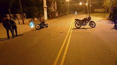 Chocaron dos motociclistas en Belén