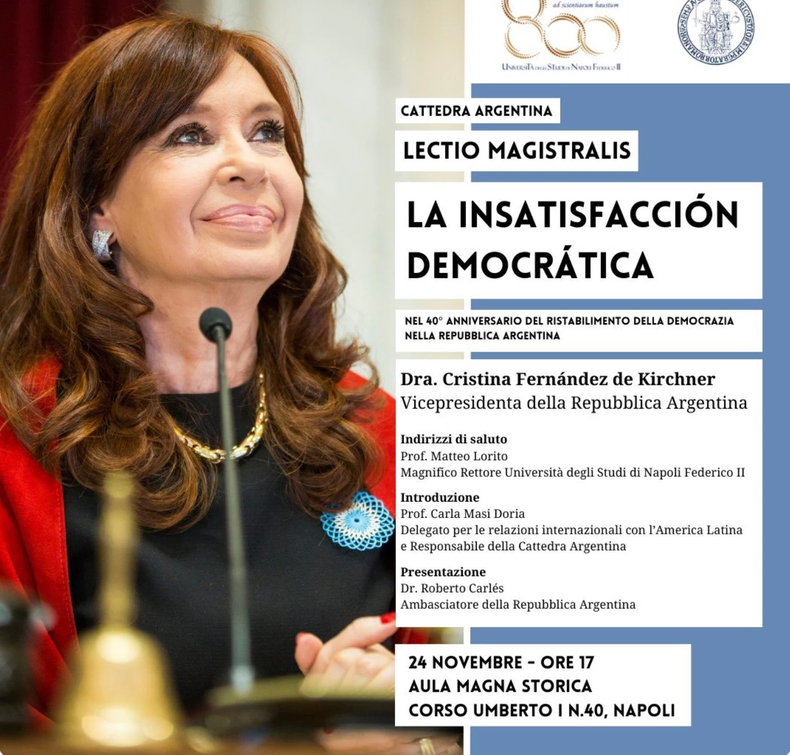 Cristina Kirchner viajará a Italia después del balotaje