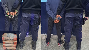 aprehendieron a dos hombres con cuatro bolsas de cemento