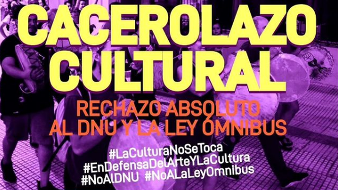 Convocan a un cacerolazo cultural en la plaza 25 de Agosto
