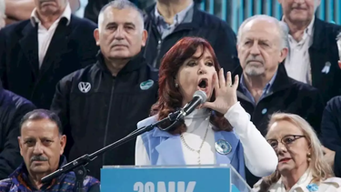 Cristina Kirchner, durante el acto en Plaza de Mayo. 