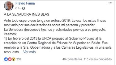 Cruce político entre Flavio Fama e Inés Blas