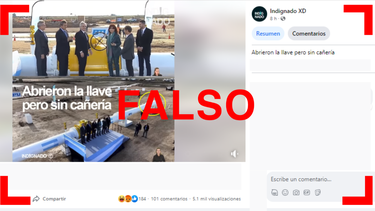 Es falso que en la inauguración del gasoducto Néstor Kirchner abrieron la válvula sin la cañería terminada