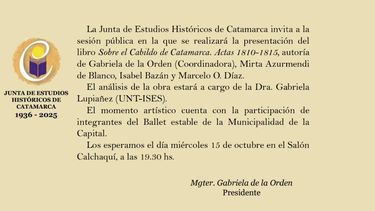 Presentarán el libro Sobre el Cabildo de Catamarca. Actas 1810-1815