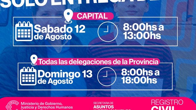 El Registro Civil entregará DNI durante el fin de semana de elecciones