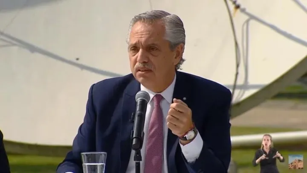 Alberto Fernández, durante el acto que encabezó este lunes en Benavídez.