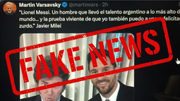 Empresario libertario impulsor de la reforma laboral publicó por error una foto falsa de Milei junto a Messi Empresario libertario impulsor de la reforma laboral publicó por error una foto falsa de Milei junto a Messi