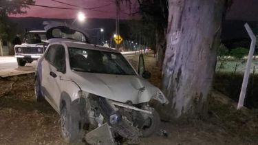Automovilista chocó y tiró postes en Valle Viejo