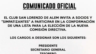 San Lorenzo invita a socios a Asamblea