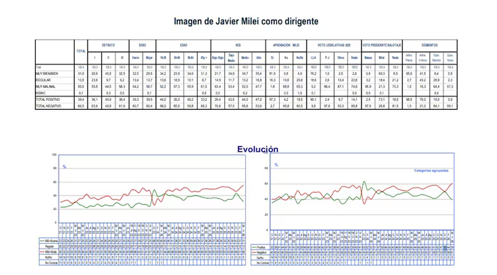 La evolución de la imagen de Milei, según la encuesta de marzo de Hugo Haime & Asociados.