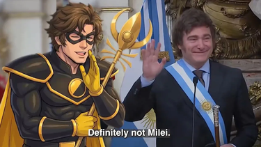milei lanzo sus redes oficiales en ingles, con un video suyo como un superheroe libertario