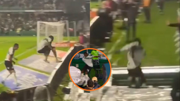 Video: un futbolista cayó al túnel de los vestuarios durante el festejo de un gol que finalmente fue anulado
