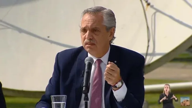 Alberto Fernández, durante el acto que encabezó este lunes en Benavídez.