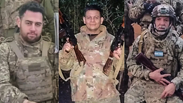 Los tres soldados argentinos que murieron en combate José Adrián “Rogy” Gallardo (53 años), Ariel “Merlo” Achor (25) y Mariano “Sisu” Franco (47)