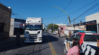 camion arraso con el tendido electrico al pasar por avenida presidente castillo