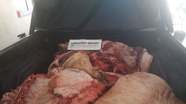 Policías secuestraron un chancho faenado
