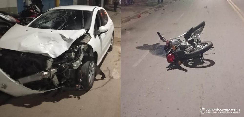 Choque entre un auto y una moto dejó un joven hospitalizado en la Capital