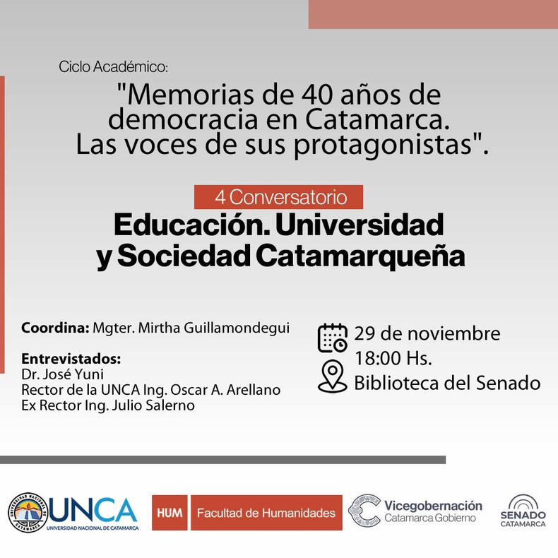 Nuevo conversatorio del ciclo Memorias de 40 años de democracia en Catamarca