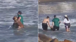 Heroico rescate en Mar del Plata: un perro era arrastrado por la corriente y un hombre se metió para salvarlo