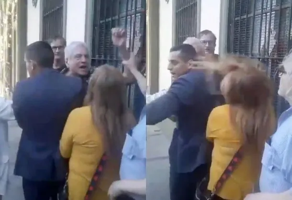 Militante libertario insultó y le pegó a una mujer que protestaba durante una recorrida de campaña