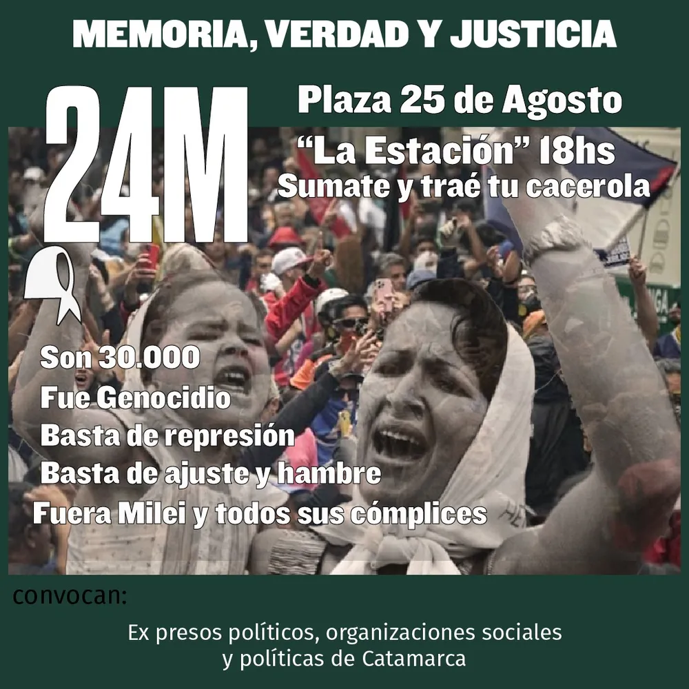 Ex presos políticos, jubilados, organizaciones sociales y políticas de Catamarca marchan esta tarde