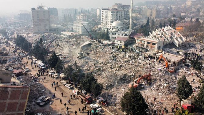 Estremecedora imágen del terremoto en Turquía y Siria.&nbsp;