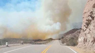 Por incendio forestal, transitar con precaución por ruta 60