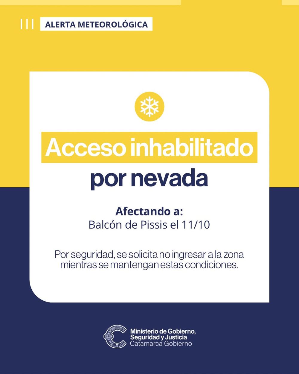 Por alerta de nevadas, inhabilitan preventivamente el acceso al Balcón del Pissis este domingo