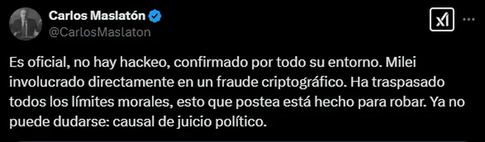 Polémica por una criptomoneda que promocionó Javier Milei en sus redes