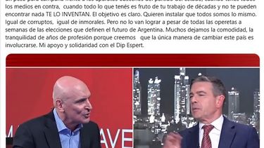 Respaldo. El candidato a diputado nacional libertario Adrián Brizuela expresó su apoyo a José Luis Espert.
