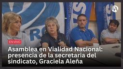 Asamblea en Vialidad Nacional: presencia de la secretaria del sindicato, Graciela Aleña