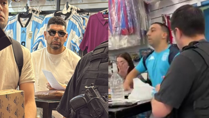 Nuevo escándalo de Ortigoza: fue con policías a una tienda deportiva para recuperar camisetas suyas a la venta