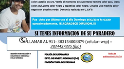 Continúa la búsqueda de Lucas Segura
