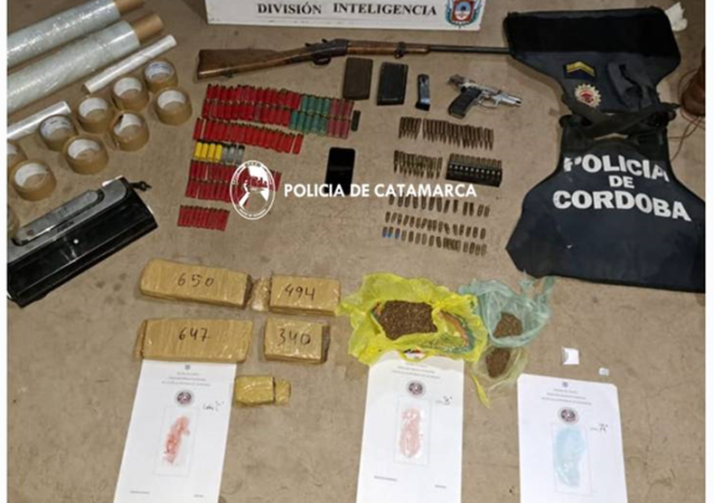 Capayán: secuestran cocaína,marihuana, armas de fuego y otros elementos