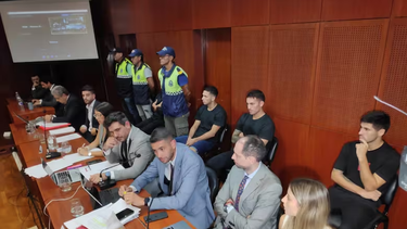 Audiencia. Con los futbolistas imputados.&nbsp;